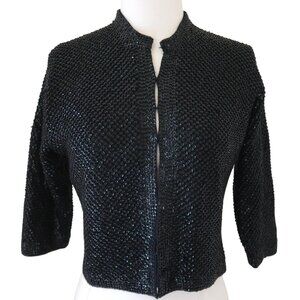 vtg 60s NINE DRAGONS beaded sequin wool cardigan sweater fits M
